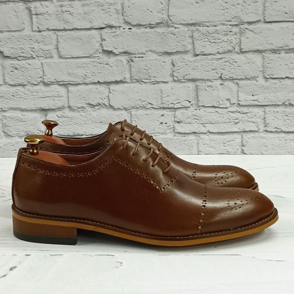 کفش مردانه مجلسی چرم طبیعی دست دوز مدل ماتادور قهوه ای
