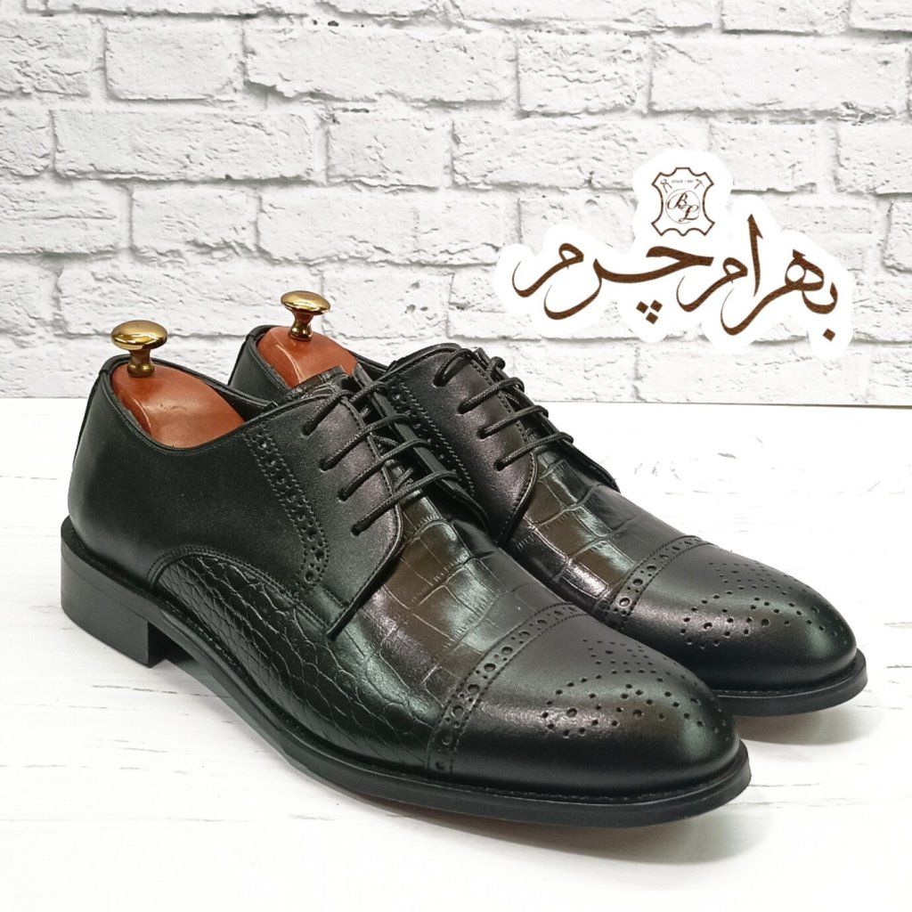 خرید آنلاین کفش مردانه مجلسی چرم طبیعی مشکی مدل کارلو کروکودیلی 