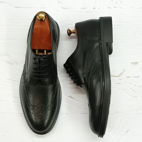 کفش مردانه اداری چرم طبیعی مشکی مدل ویلسون مشکی