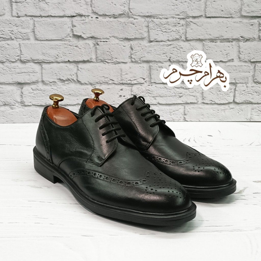 فروش اینترنتی کفش مردانه اداری چرم طبیعی مشکی مدل ویلسون مشکی 