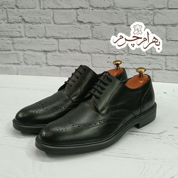 کفش مردانه اداری چرم طبیعی مشکی مدل ویلسون مشکی