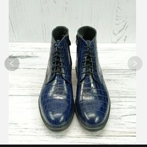 خرید انلاین نیم بوت مردانه اسپرت چرم طبیعی مدل البرز کروکودیلی سرمه ای