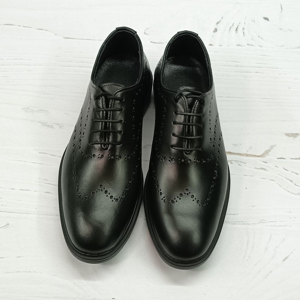 خرید اینترنتی کفش مردانه اداری روزمره چرم طبیعی دست دوز مشکی مدل الویس 