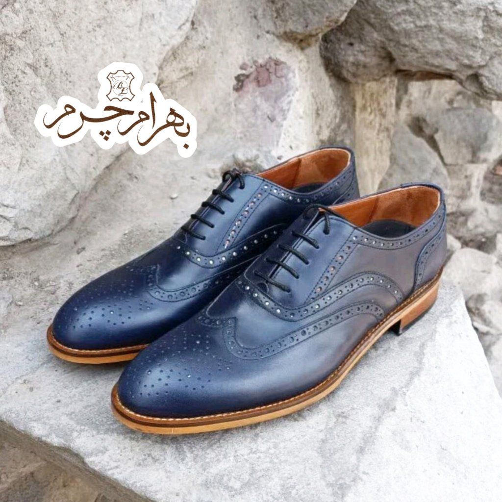 فروش اینترنتی کفش مردانه مجلسی چرم طبیعی مدل نیلسون سرمه ای