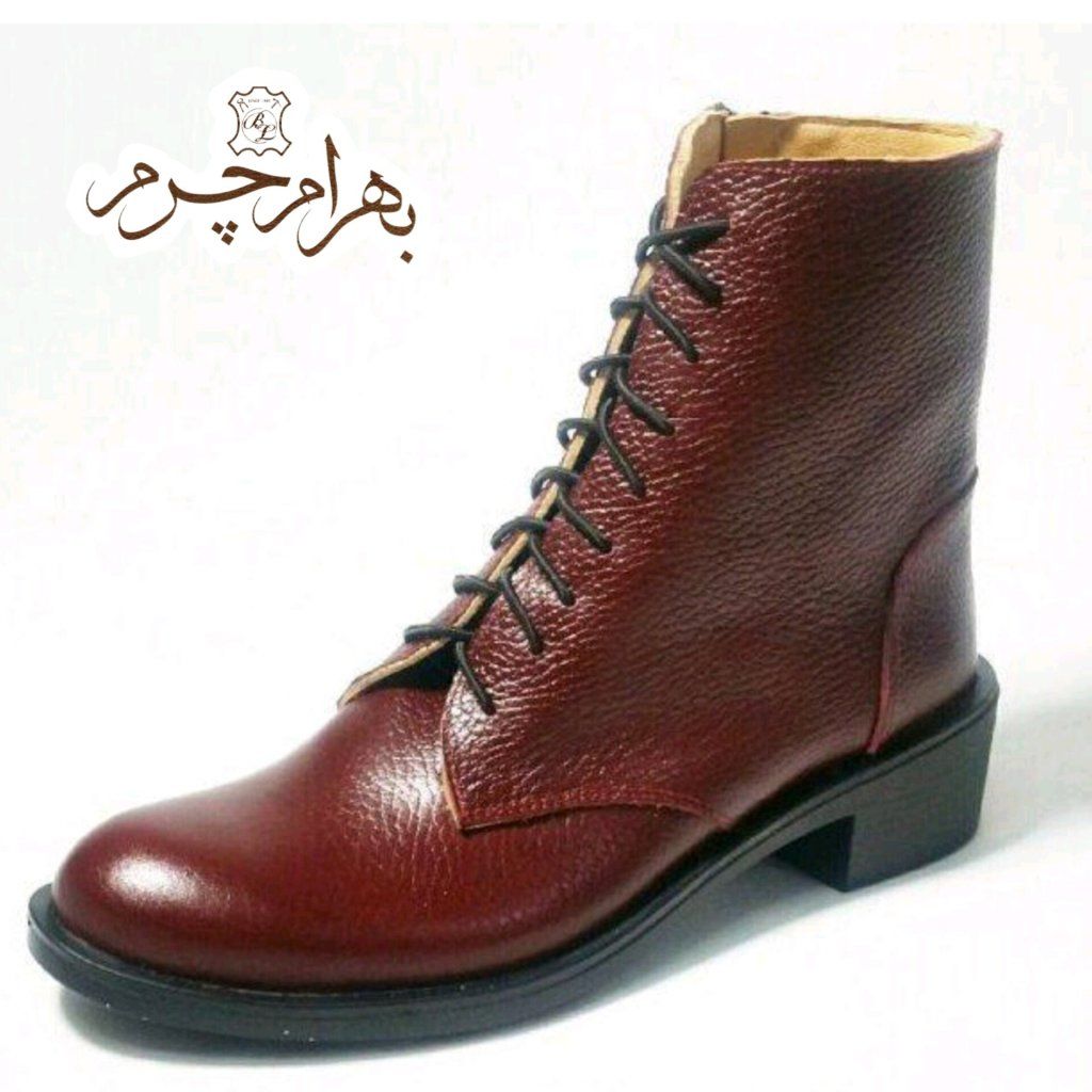 خرید آنلاین نیم بوت زنانه اسپرت چرم طبیعی مدل مونیکا زرشکی 