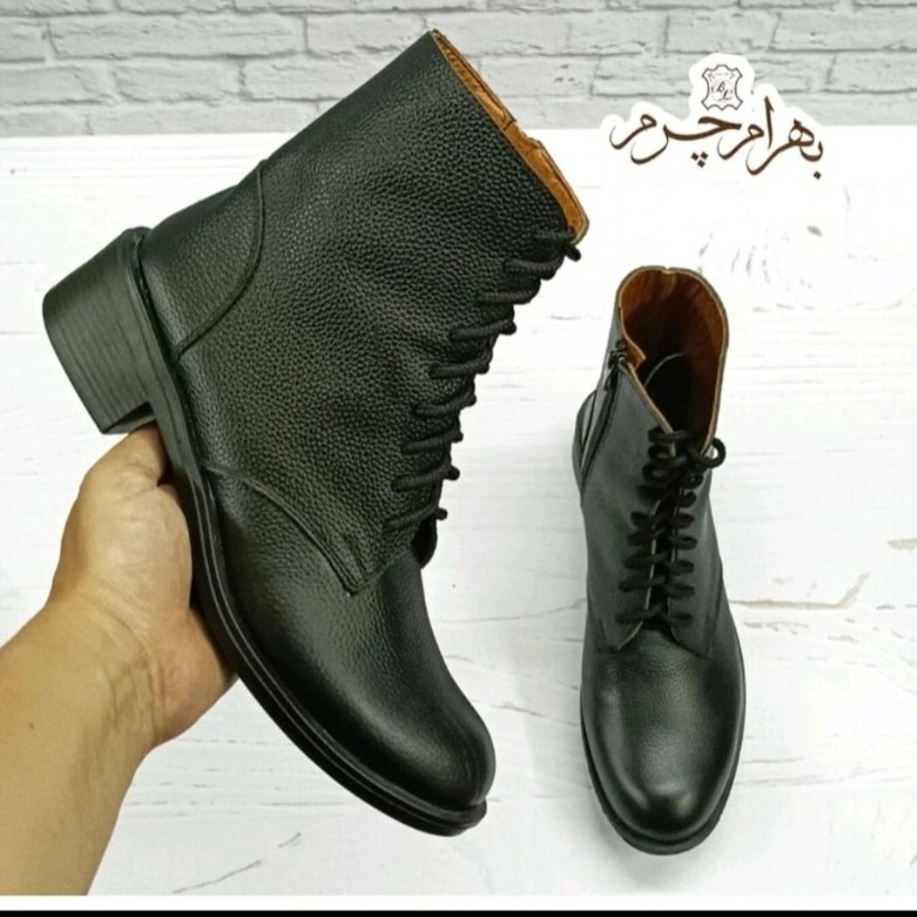 خرید انلاین نیم بوت زنانه اسپرت چرم طبیعی مدل مونیکا مشکی