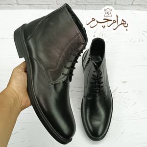 فروش اینترنتی نیم بوت مردانه اسپرت چرم طبیعی مشکی مدل البرز