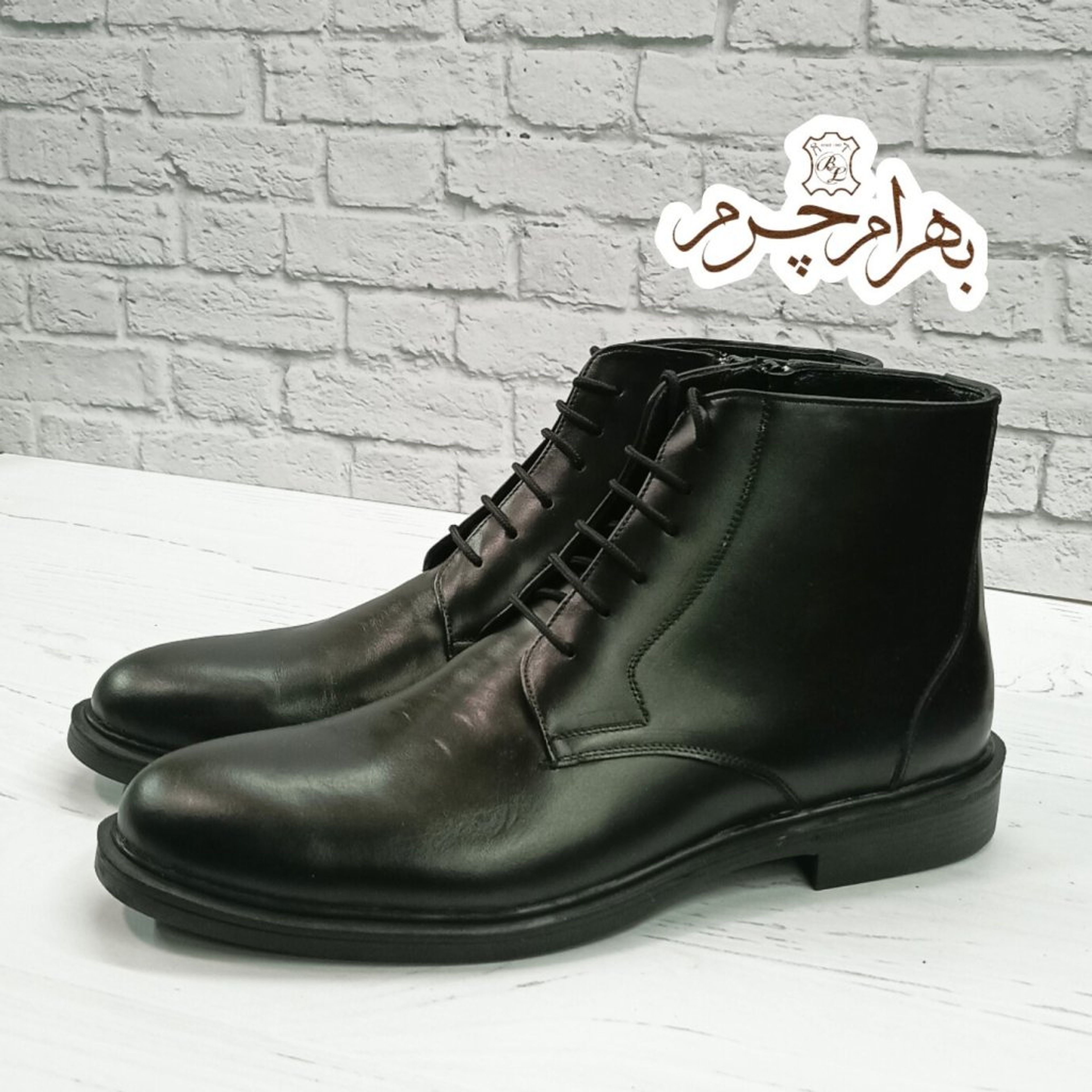 خرید آنلاین نیم بوت مردانه اسپرت چرم طبیعی مشکی مدل البرز