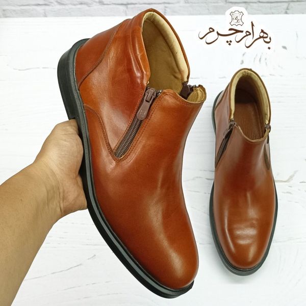 نیم بوت مردانه اسپرت چرم طبیعی مدل یورک عسلی