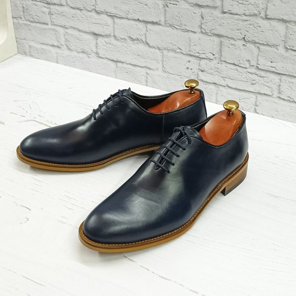 کفش مردانه مجلسی چرم طبیعی مدل جردن سرمه ای