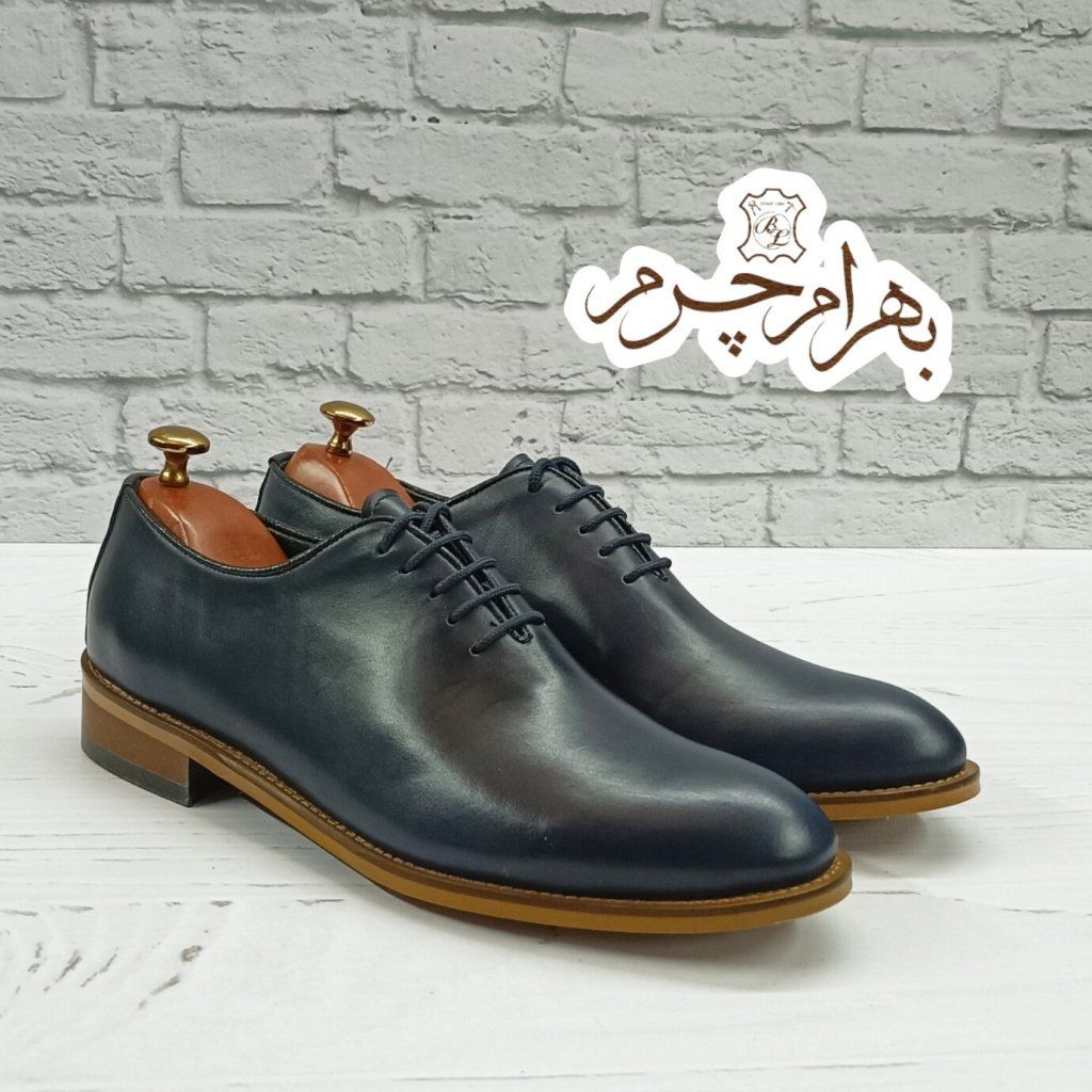 خرید اینترنتی کفش مردانه مجلسی چرم طبیعی مدل جردن سرمه ای 