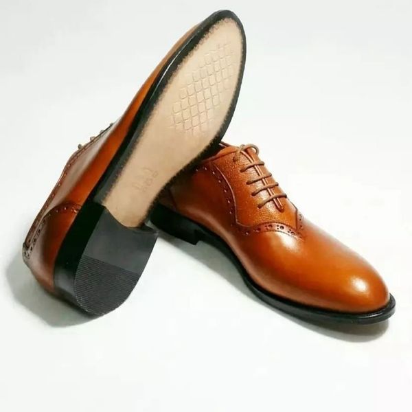 کفش مردانه مجلسی چرم طبیعی مدل ژرژ عسلی