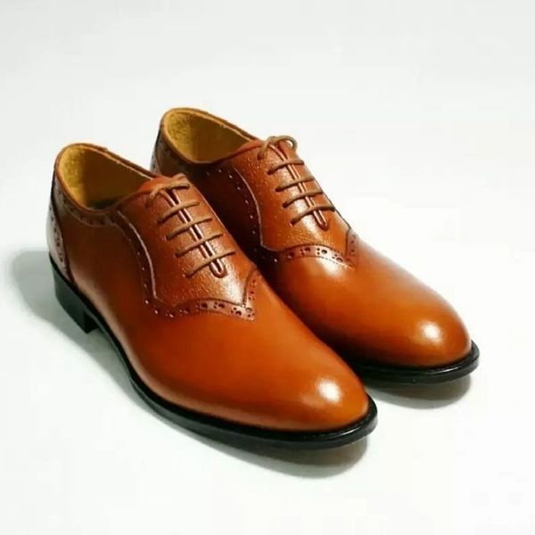کفش مردانه مجلسی چرم طبیعی مدل ژرژ عسلی