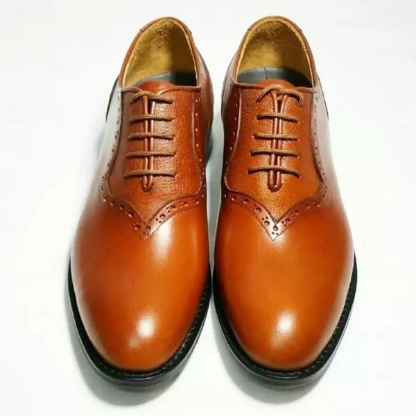 کفش مردانه مجلسی چرم طبیعی مدل ژرژ عسلی