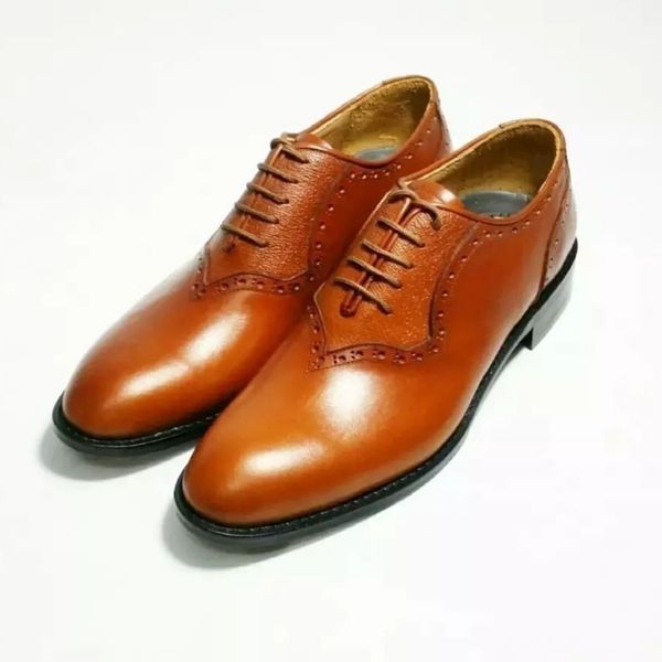 کفش مردانه مجلسی چرم طبیعی مدل ژرژ عسلی