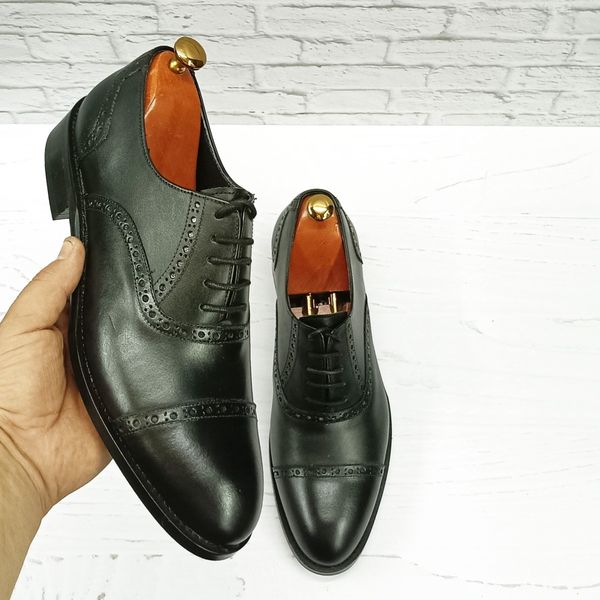 کفش مردانه مجلسی چرم طبیعی مشکی مدل آرماندو