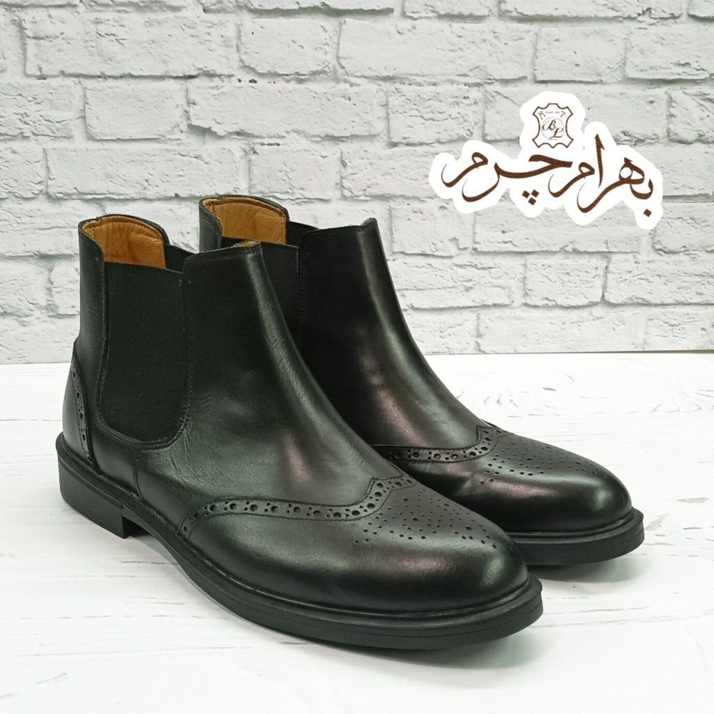 خرید آنلاین نیم بوت مردانه اسپرت چرم طبیعی مشکی مدل کایوت حراج تک سایز 