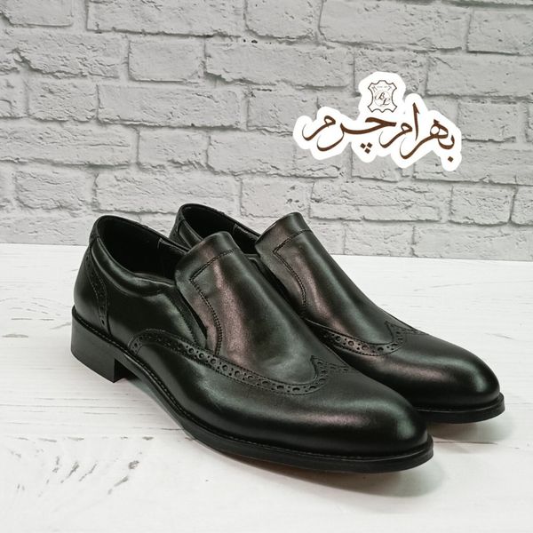 کفش مردانه مجلسی چرم طبیعی مشکی مدل هاوانا