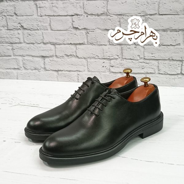 کفش مردانه اداری چرم طبیعی مشکی مدل پاریس