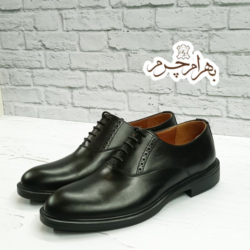 فروش اینترنتی کفش مردانه اداری شیک چرم طبیعی مشکی مدل دیوید