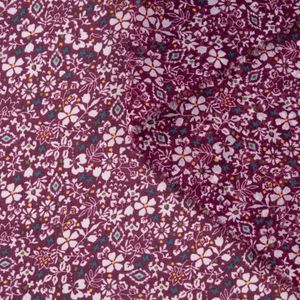 پارچه حریر بنفش گلدار(P0055)