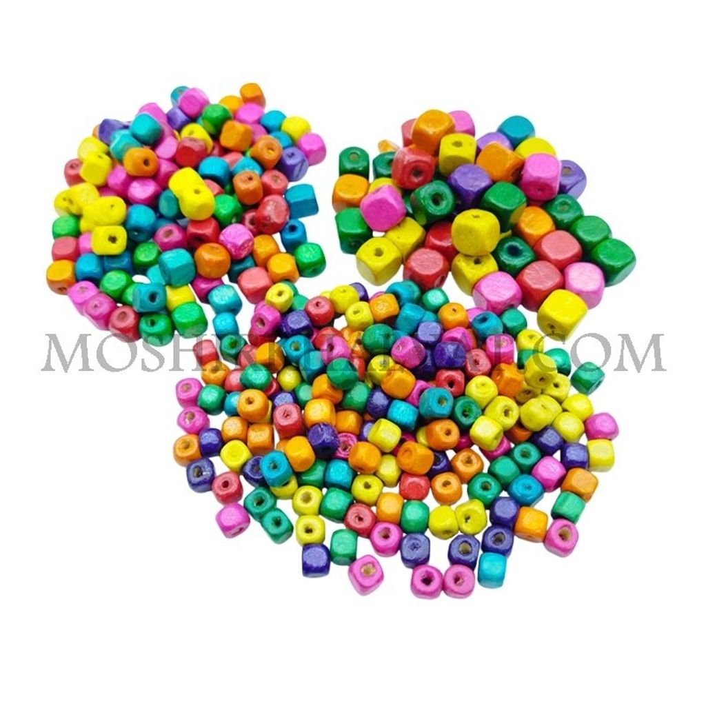 خرید آنلاین مهره چوبی مکعبی رنگی