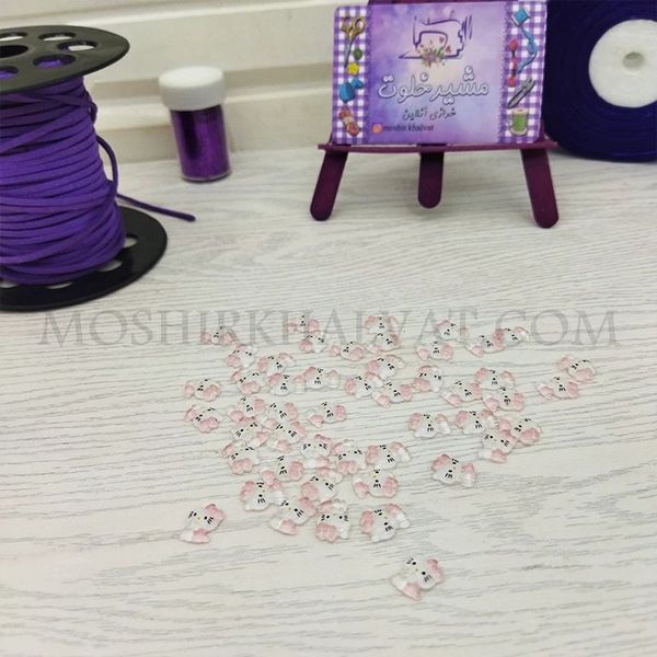 پیکسل شیشه ای مدل کیتی صورتی بسته 10 عددی