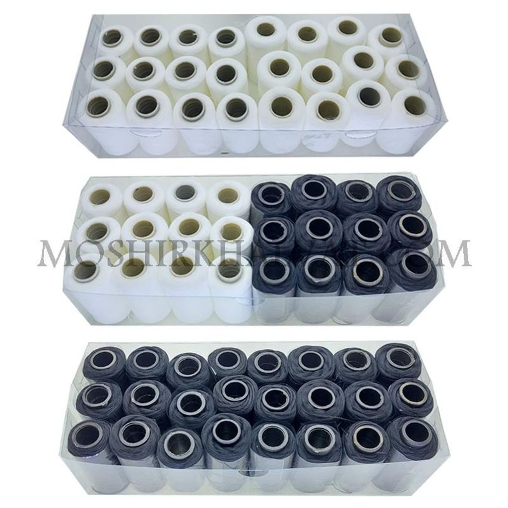 فروش اینترنتی قرقره نخ سردوز بسته 24 عددی سفید مشکی