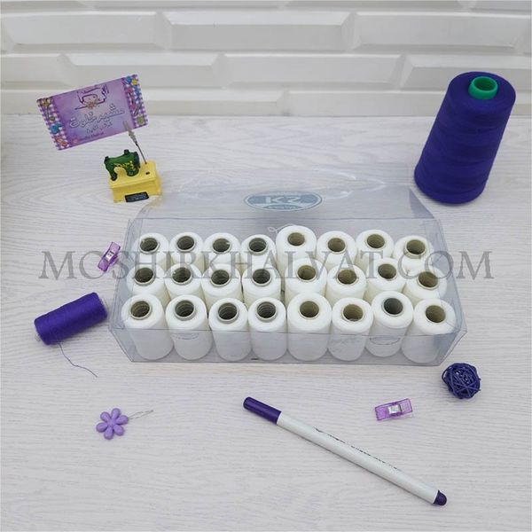 قرقره نخ سردوز بسته 24 عددی سفید مشکی