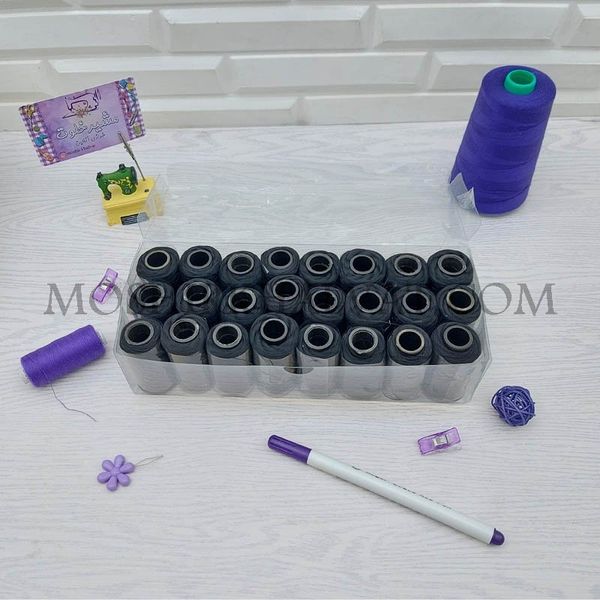 قرقره نخ سردوز بسته 24 عددی سفید مشکی