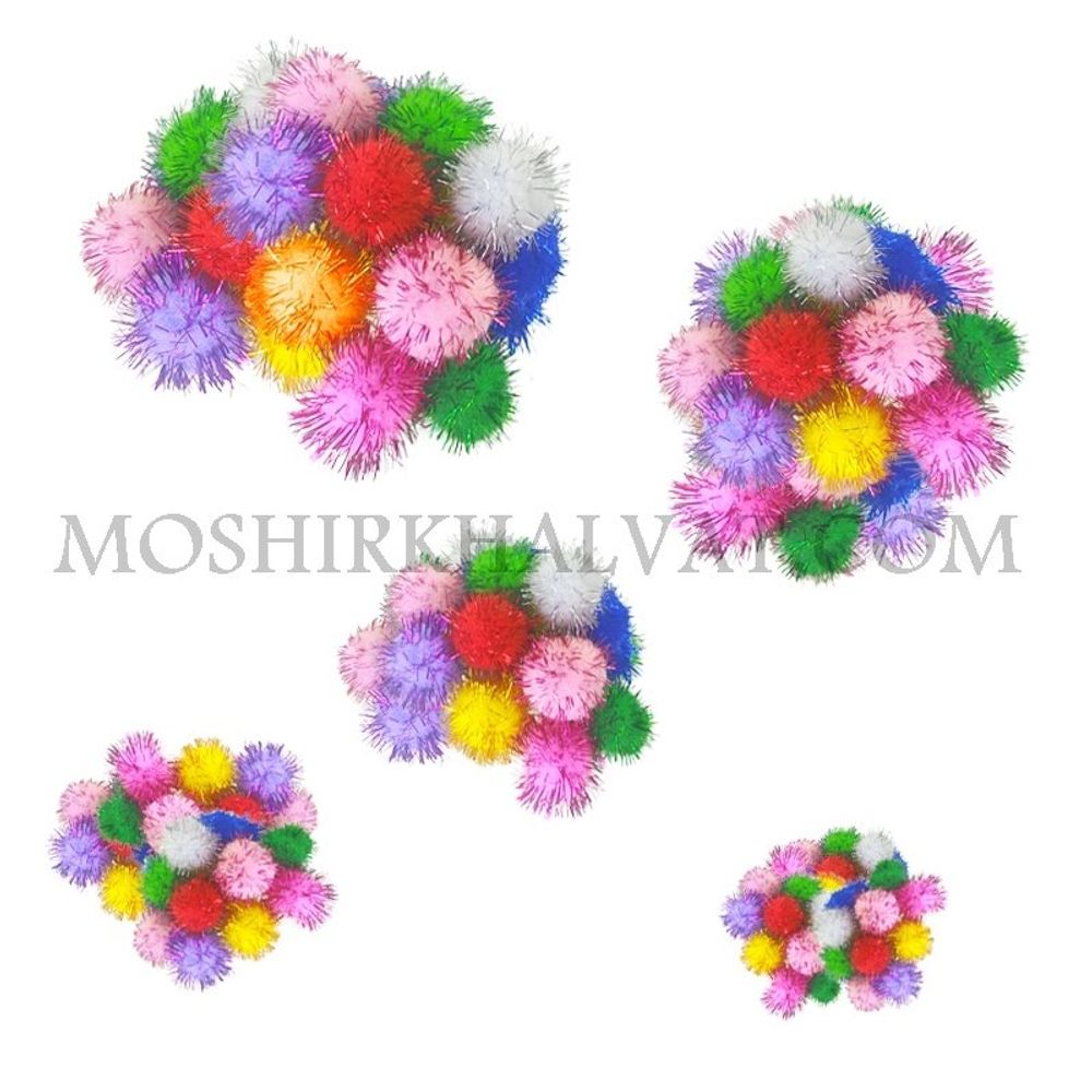 خرید اینترنتی پوم پوم (توپک) زری دار بسته 100 عددی