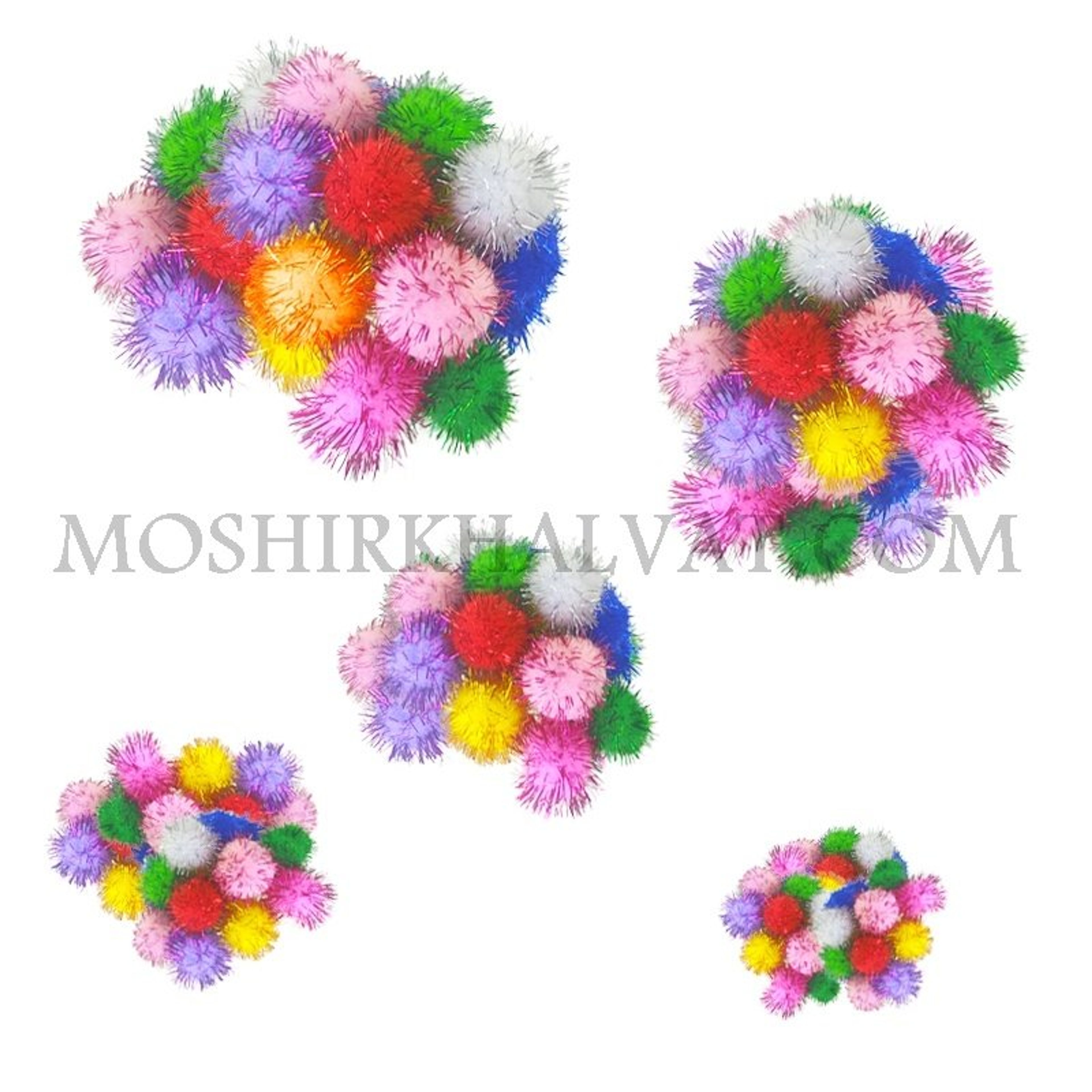 خرید اینترنتی پوم پوم (توپک) زری دار بسته 100 عددی