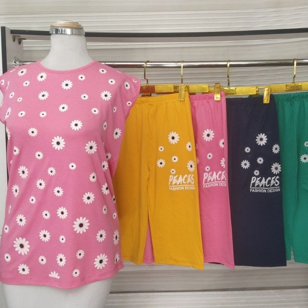 ست تاپ وشلوارک .گل بابونه کد7