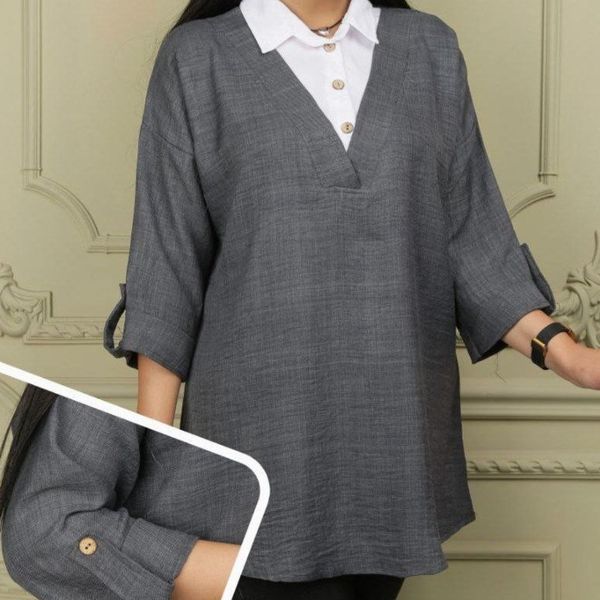 مانتو ترکیبی یقه سفید