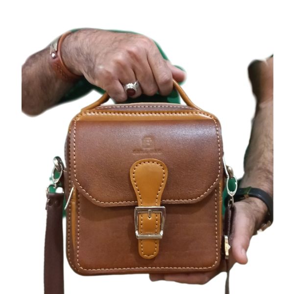 کیف دوشی مردانه با چرم طبیعی(دستدوز)