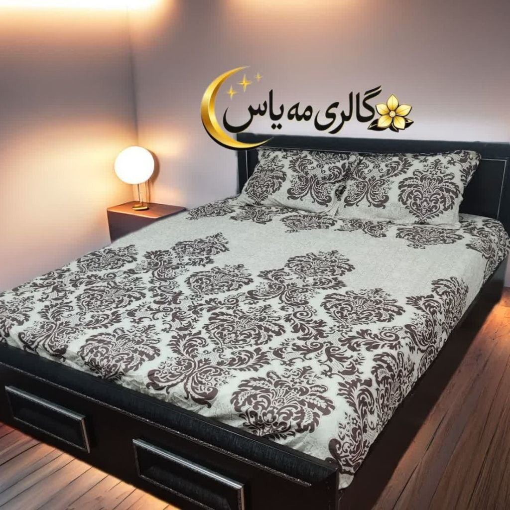 قیمت ارزان روتختی نیم ست،ملحفه کشدار 3تیکه طرح کرم با گل قهوه ای