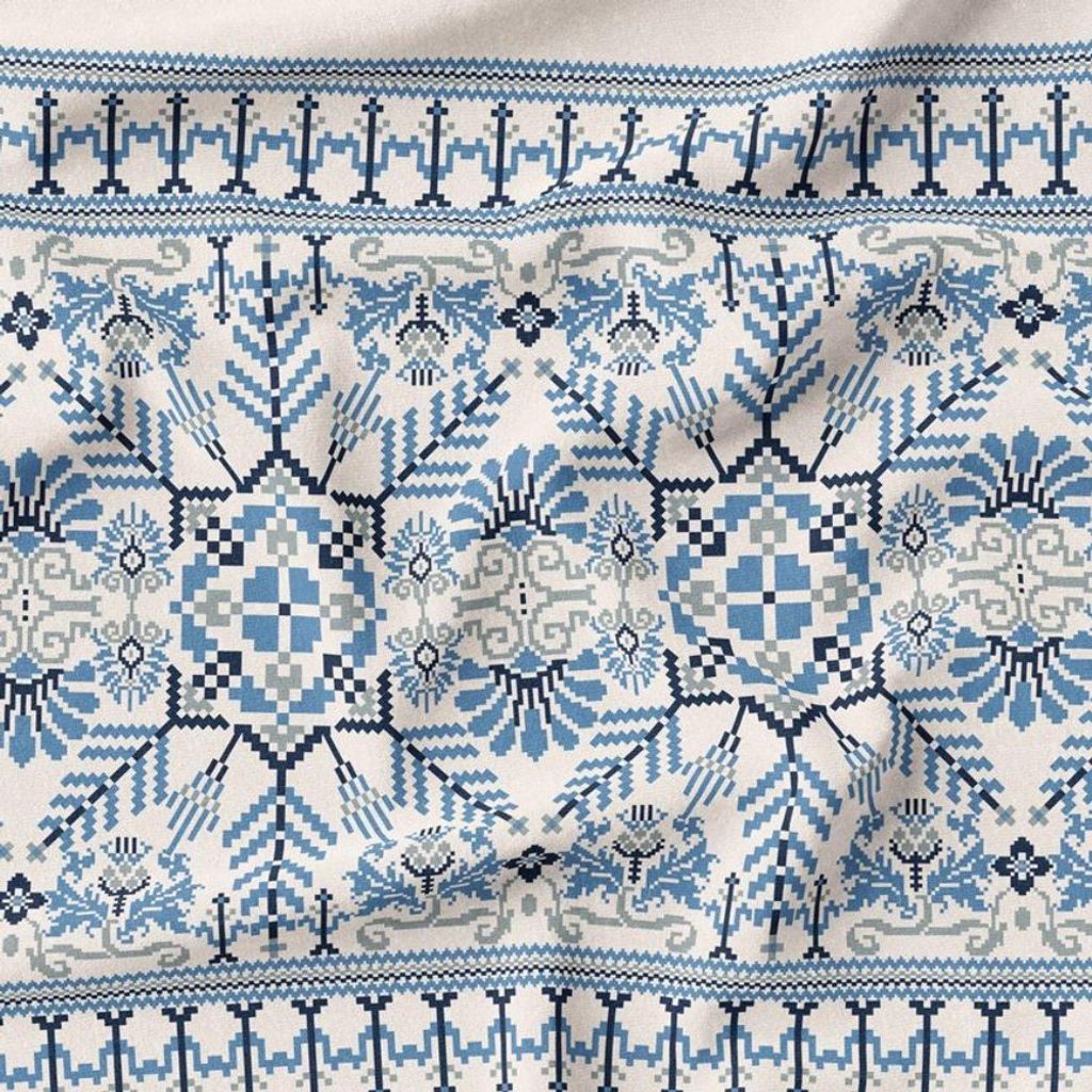 خرید اینترنتی پارچه ملحفه پارچه باما مدل مخمل طرح سنتی ایرانی آبی کد 5012724