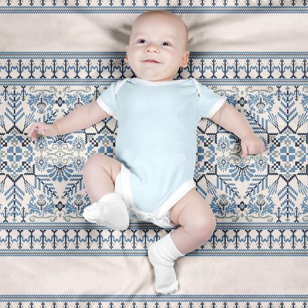 پارچه ملحفه مدل مخمل طرح سنتی ایرانی آبی کد 5012724