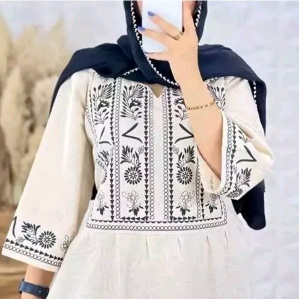 مانتو زنانه کتان نخ مانتو پیراهنی دخترانه لنین فری سایز