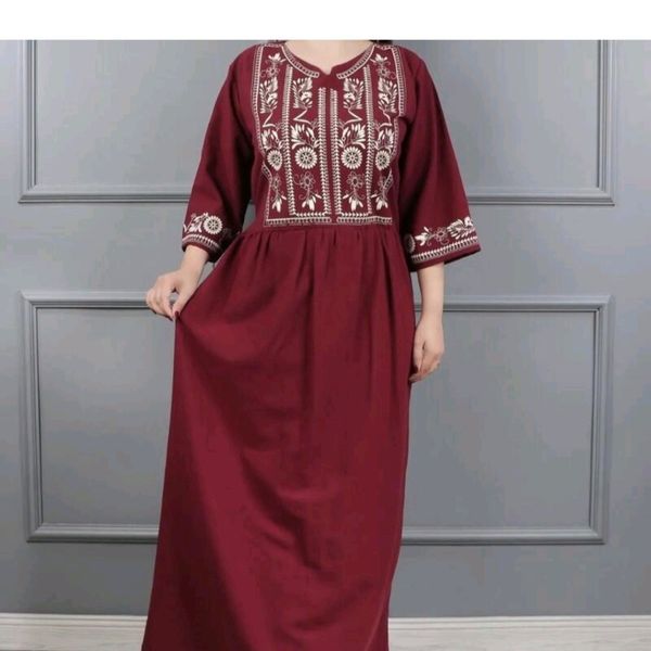 مانتو زنانه کتان نخ مانتو پیراهنی دخترانه لنین فری سایز