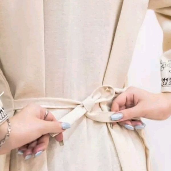 مانتو زنانه کتان نخ مانتو پیراهنی دخترانه لنین فری سایز