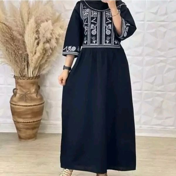 مانتو زنانه کتان نخ مانتو پیراهنی دخترانه لنین فری سایز