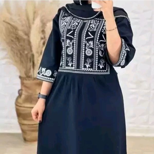 مانتو زنانه کتان نخ مانتو پیراهنی دخترانه لنین فری سایز
