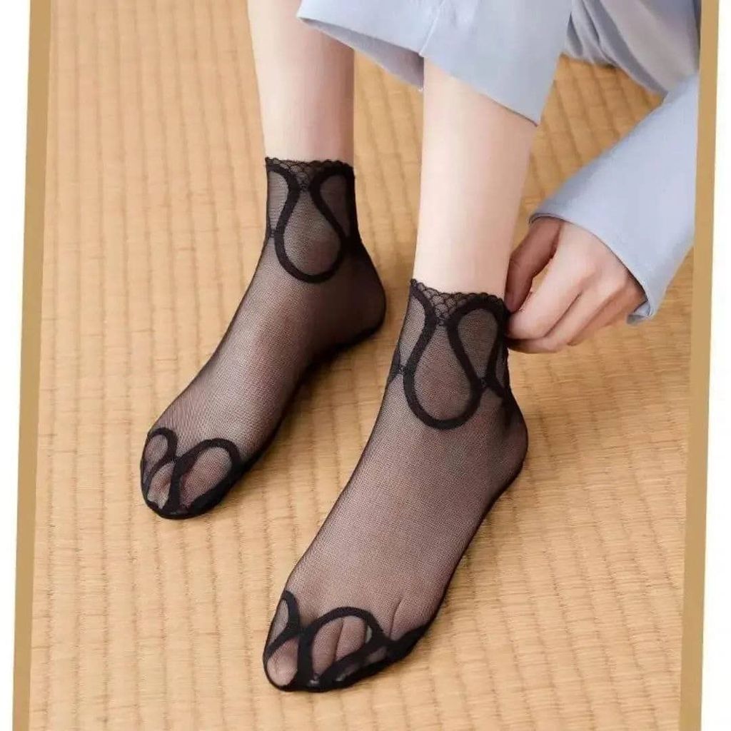 قیمت ارزان جوراب مچی زنانه گیپوری هندسی