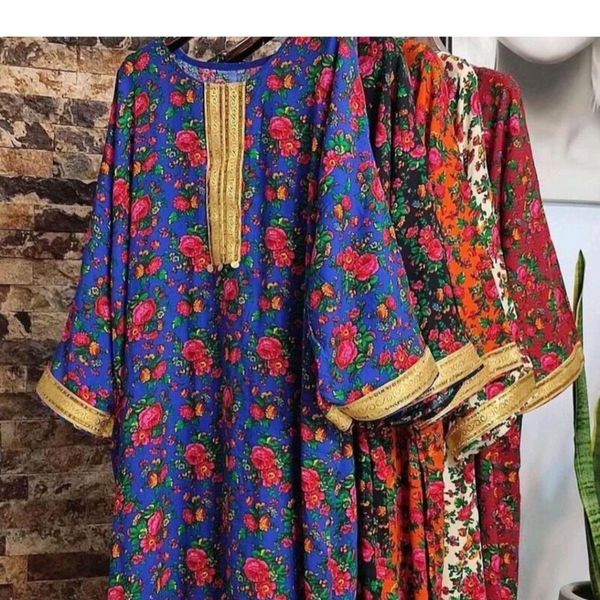 ساحلی زنانه پیراهن بلند نخ ترکمنستان اورجینال فری سایز