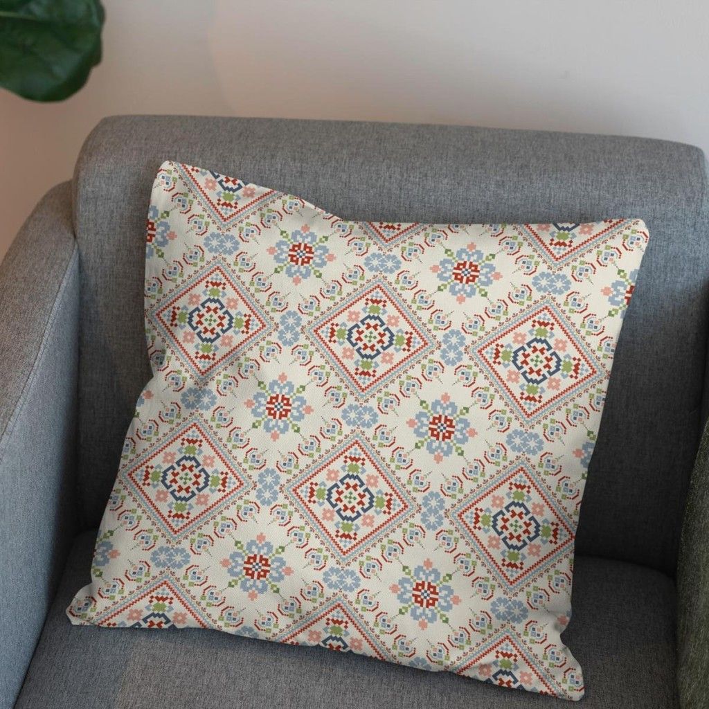 خرید آنلاین پارچه ملحفه پارچه باما مدل مخمل طرح سنتی لوزی کد 5012726