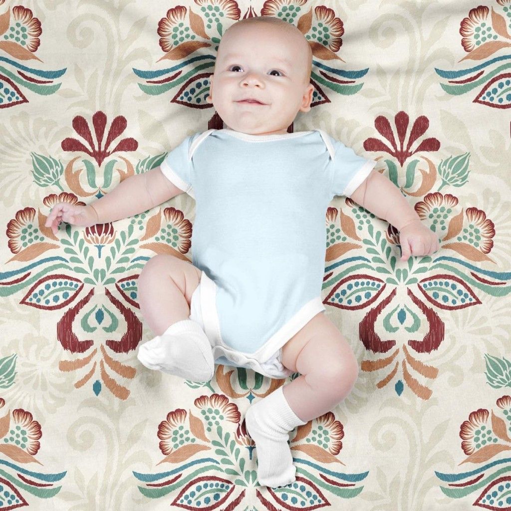 خرید آنلاین پارچه ملحفه پارچه باما مدل مخمل طرح گل سنتی کد 5012728