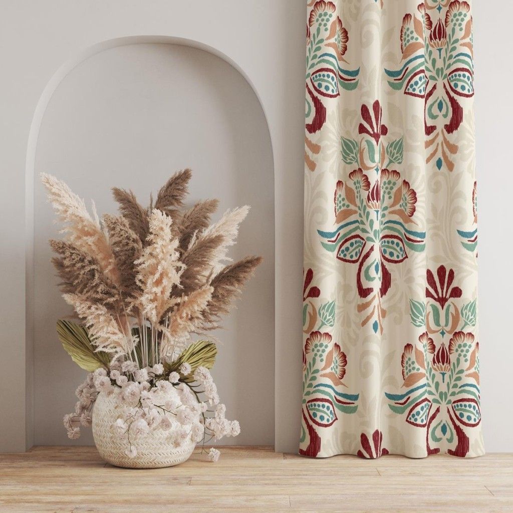 خرید اینترنتی پارچه ملحفه پارچه باما مدل مخمل طرح گل سنتی کد 5012728