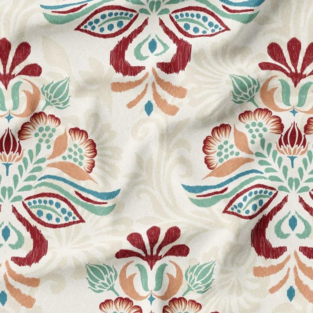 خرید اینترنتی پارچه ملحفه پارچه باما مدل مخمل طرح گل سنتی کد 5012728