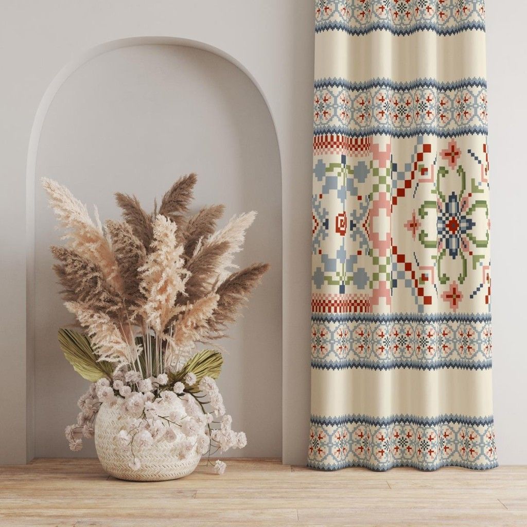 خرید اینترنتی پارچه ملحفه پارچه باما مدل مخمل طرح هنری ایرانی کد 5012729